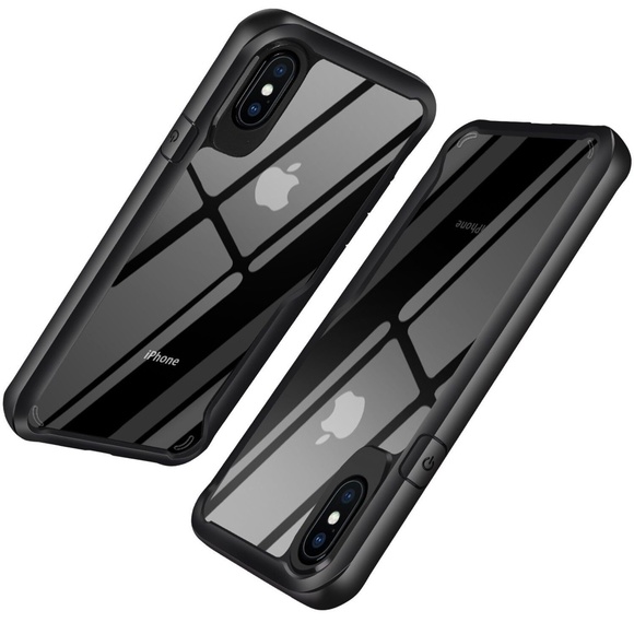 NEW Case for iPhone X Clear Case Premium TPU Hard PC Clear Back Matte Black - Picture 2 of 6